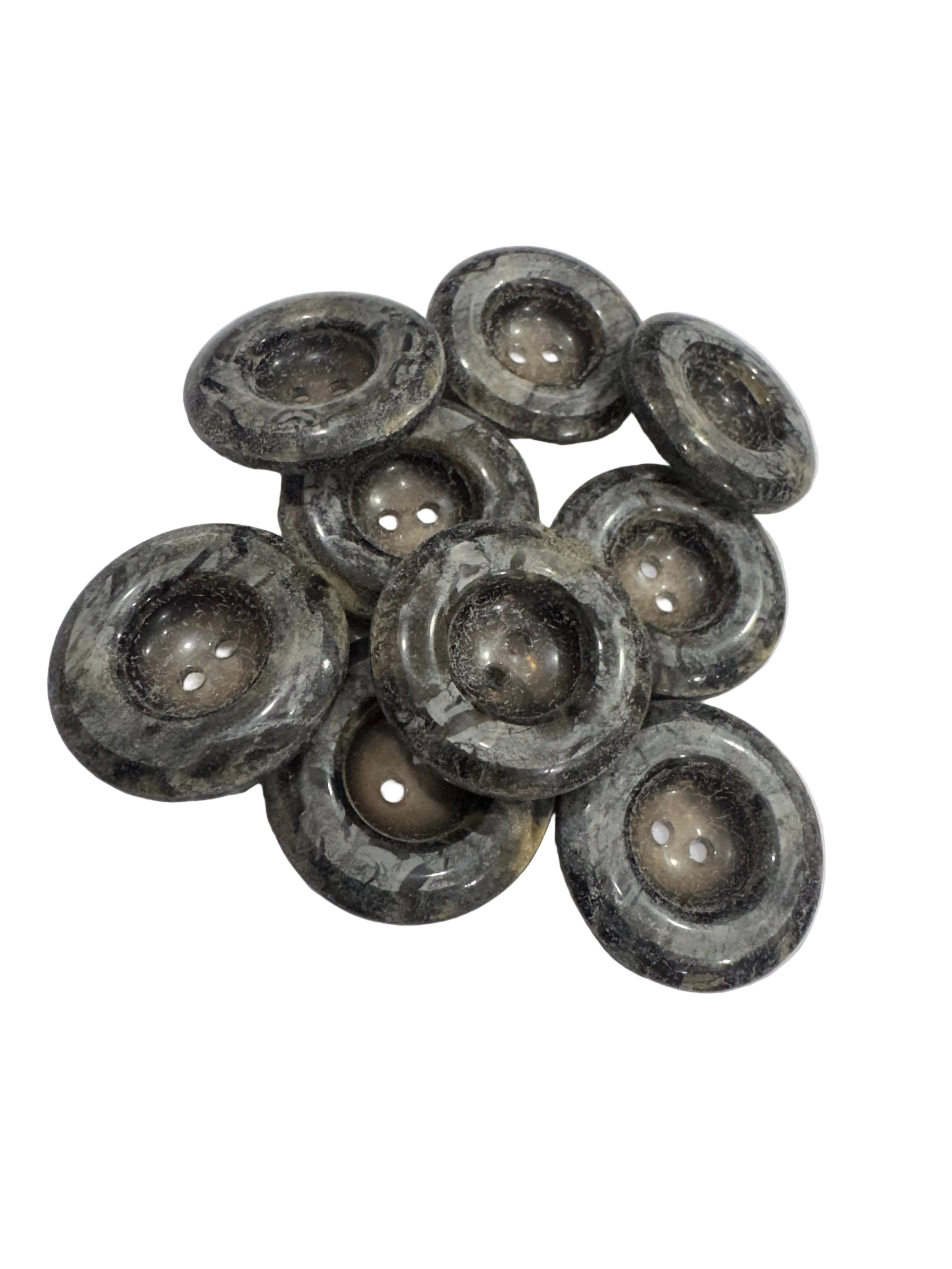 48L (30mm) Dark Grey Stone Effect Buttons – 2 Hole, Gloss Finish