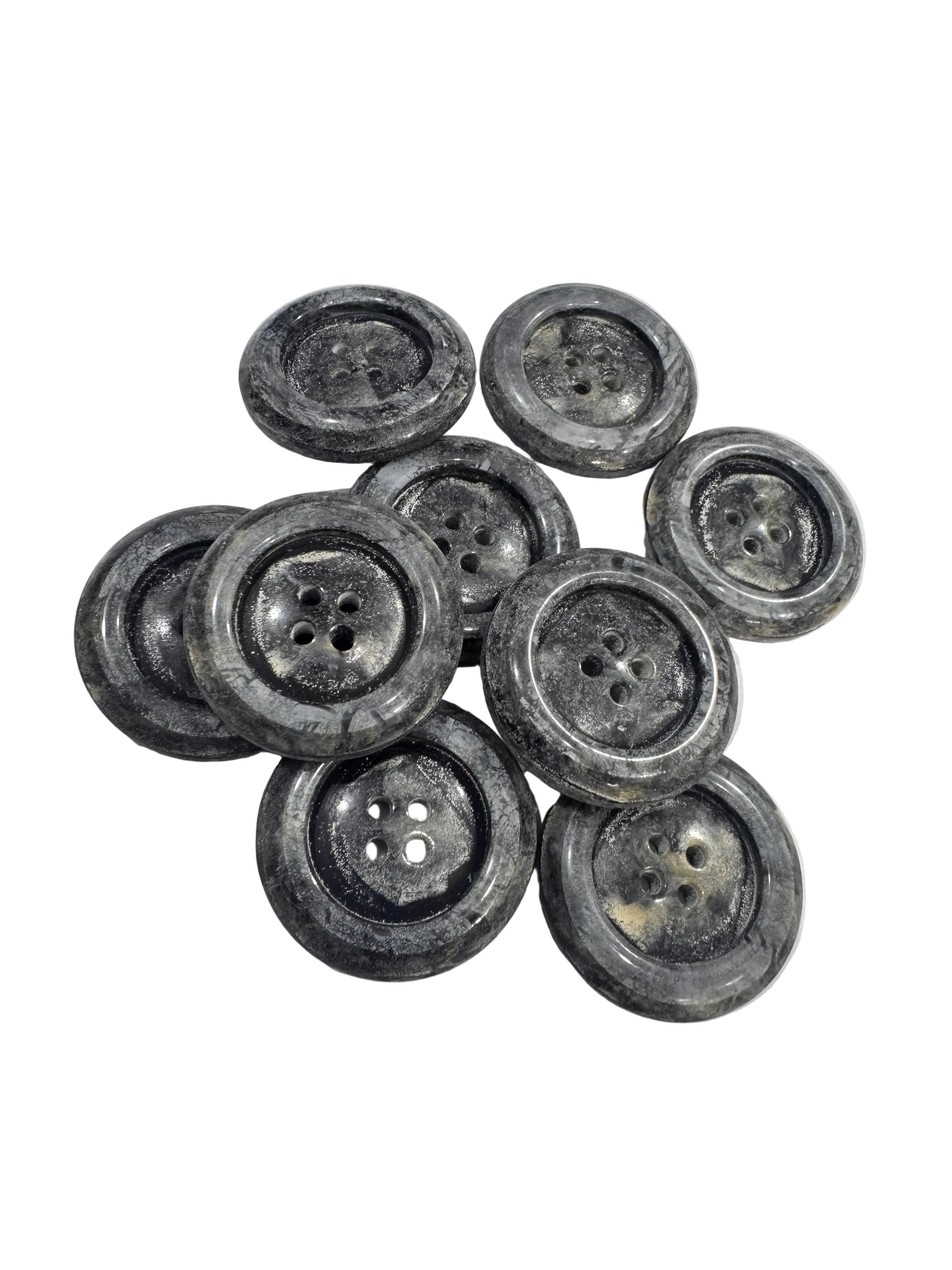 48L (30mm) Charcoal Grey Speckled Buttons – 4 Hole, Gloss Finish
