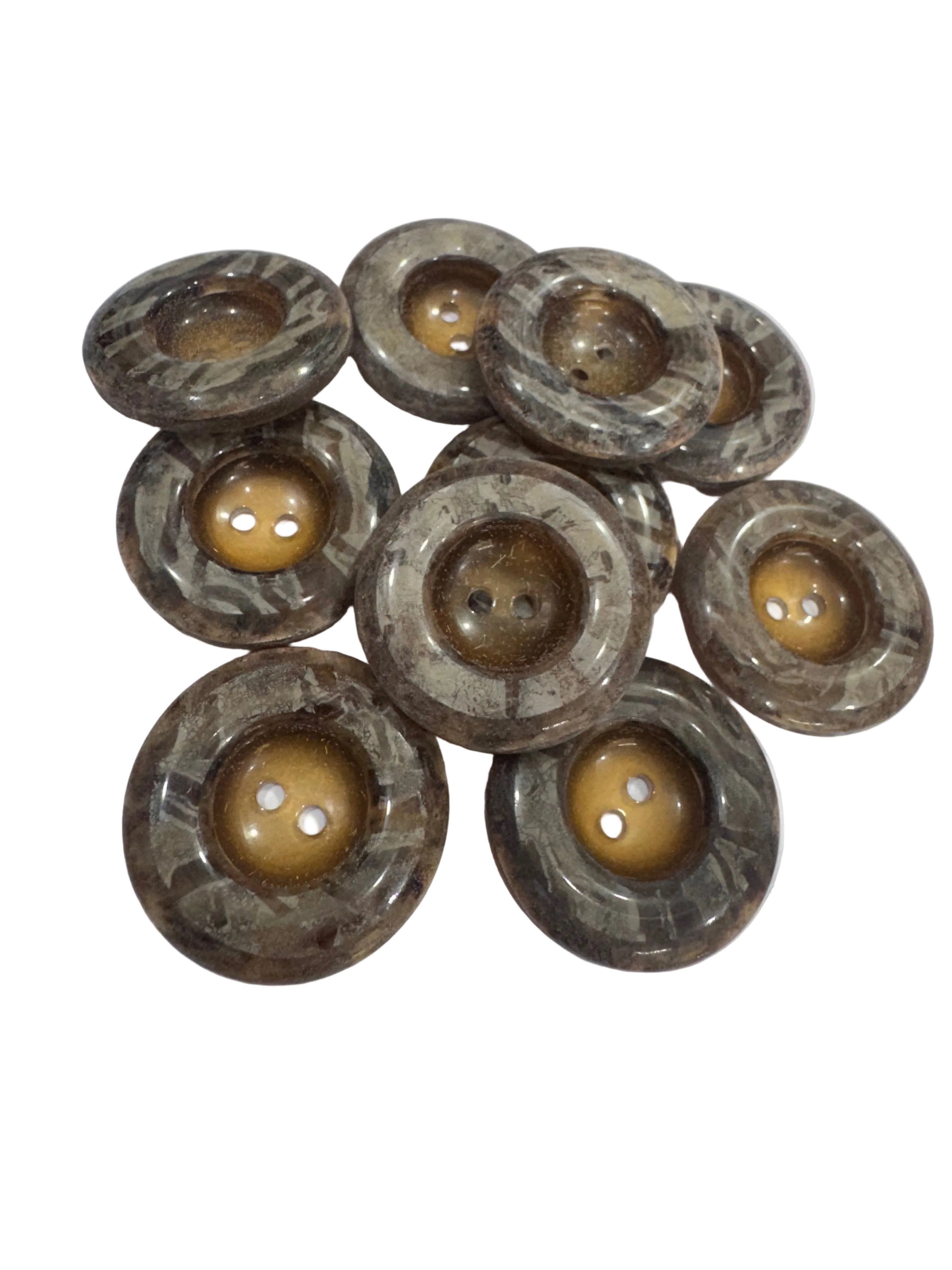 48L (30mm) Grey & Amber Centre Buttons – 2 Hole, Gloss Finish