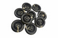 48L (30mm) Matte Charcoal & Cream Marbled Buttons – 4 Hole, Soft Finish